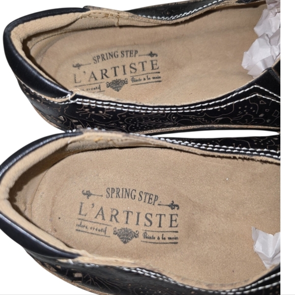 L'Artiste LIBORA Loafer Shoes Hand Painted Leather Flower Perforated 38 7.5-8 - Picture 5 of 11